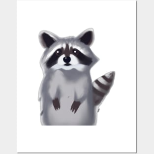 Cute Raccoon Drawing Posters and Art